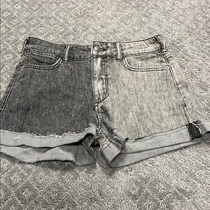 Pilcro Two-Tone Denim Jean Shorts in Light and Dark Blue